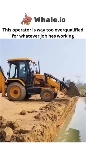 Laugh_leakkk on Instagram: "- The post showcases a viral 38-second clip from September 2025 of a JCB backhoe operator masterfully crossing a narrow, water-filled trench by balancing the vehicle’s front loader and rear excavator arm, emphasizing human precision in heavy machinery. - Captioned “This operator is way too overqualified for whatever job hes working,” it humorously underscores the operator’s elite skills, resonating with viewers who praise it as “skill porn” in replies. - Shared by , a