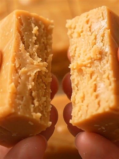 Five-ingredient Butterscotch Fudge melts into a velvety golden bite ✨ Velvety Golden Fudge Squares A candy-shop texture made right in your kitchen. Ingredients 🍯 • 1 cup (225 g) unsalted butter • 2 cups (400 g) packed light brown sugar • 1 cup (240 ml) heavy cream • 2 teaspoons (10 ml) pure vanilla extract • 1/4 teaspoon (1 g) fine salt Directions: 1. Line an 8-inch (20-cm) square pan with parchment paper, leaving overhanging edges. 2. Melt the butter in a heavy-bottomed saucepan over medium he