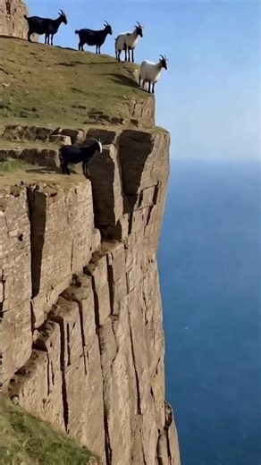 A Whole Herd of Goats Charging Down a Cliff Like a River! 🐐⛰️