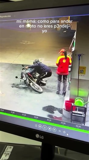 His motorcycle falls over at the gas station #motorcycles #humor #biker