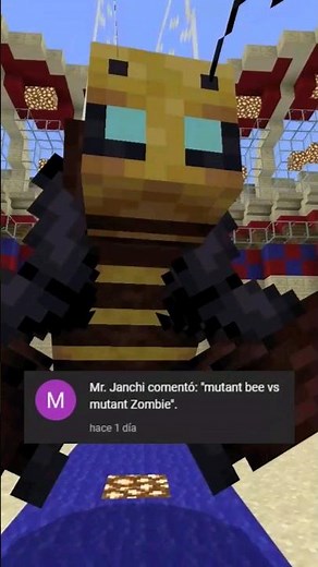 MUTANT BEE vs MUTANT ZOMBIE! #minecraft #bedrock #bee #fight