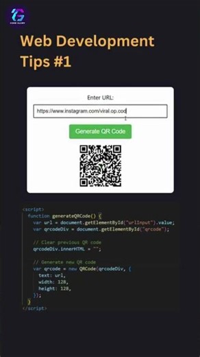 Turn Any URL into a QR Code in Seconds! 🌐💡 | Web Dev Tip #Shorts #webdevelopment #html5 #tutorial ##