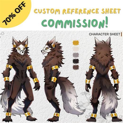 Custom Furry Character Sheet, Anthro / Anime Reference Art and Fursona Reference Sheet, OC Art, Vtuber Model, Personalized Character Design - Etsy