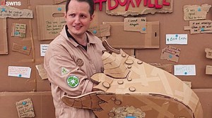 Theatre designer creates sets, props and puppets entirely from reused cardboard