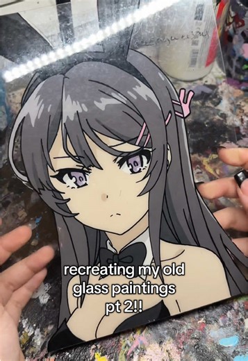 who else remembers anime glass painting? #animeglasspainting #fyp #bunnygirlsenpai #rascaldoesnotdreamofbunnygirlsenpai