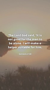 Reflecting on Genesis 2:18 🌿✨ Genesis 2:18 emphasizes the value of companionship: "The Lord God said, 'It is not good for the man to be alone. I will make a helper suitable for him.'" This verse highlights the importance of relationships in God's design for humanity. It reminds us that we are created for connection, support, and partnership. How do you nurture and value the relationships in your life? #Genesis218 #NotGoodToBeAlone #BiblicalCompanionship #ChristianLiving #RelationshipGoals #Fait