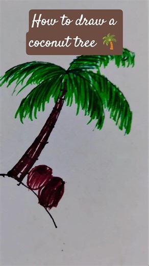 How to draw a coconut tree 🌴#easy#drawing #tricks# shorts #viral#trending