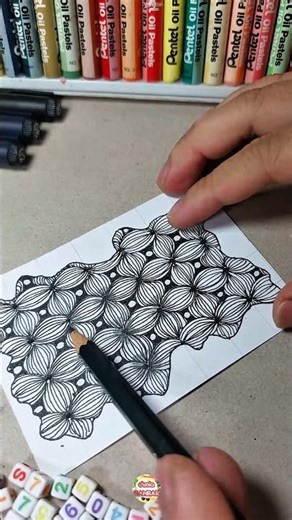 How to draw zentangle leaf pattern easily