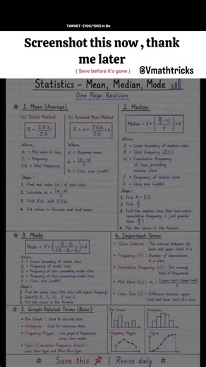 statistics formula cheatsheet every student should know this 📝#mathformula #exampreparation #cbse