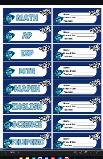 ✨ SUBJECT and NAME STICKER Label for Notebook and school supply 🥰 with any color and design you want PHP30.00 per set- 12 name label only PHP 5.00 Name and Grade label sticker PHP 5.00 Subject (Included na po ang pag edit ng name, grade & section) ⏰2-3 days process Message lang po sa gustong mag pa line up ☺️ 📌To order, just dm our fb page the following details below: 📌FOR COMPLETE SET (SUBJECT & NAME STICKER LABEL) Name: Grade & Section: Subject: Pm for orders & inquiries 💌 | Rizelle Joy V.