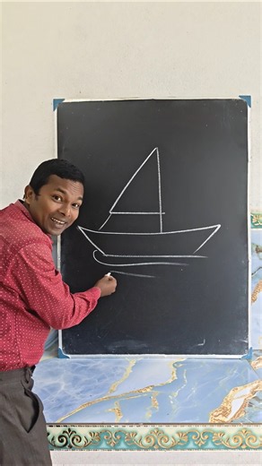 easy Boat drawing from Number 4 #art #tutorial #artclass #drawing #viral #shorts