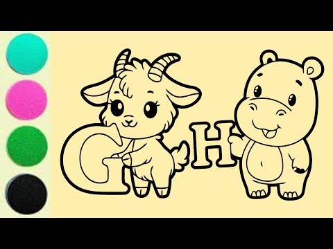 Sand Painting G & H | Cute Goat and Hippo Alphabet Coloring | Children Star