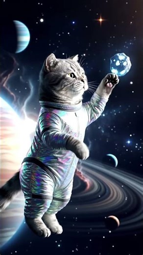 Cosmic Cat Astronaut Floating in Space 🌌🐱 | Relaxing #cinematic #cat #space