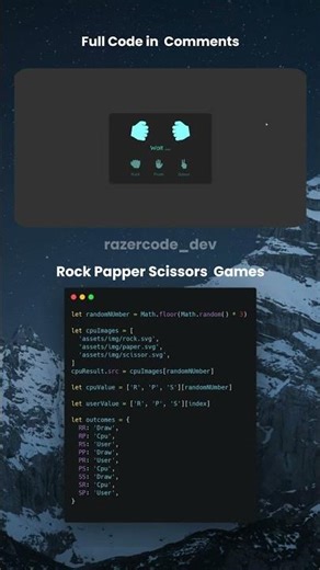 Rock Paper Scissors Games with HTML CSS & JavaScript 🔥 #shorts