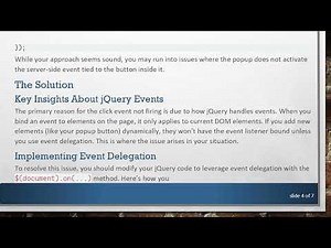 How to Fix the Click Event from Button Inside Popup Not Working in jQuery ASP.Net Applications