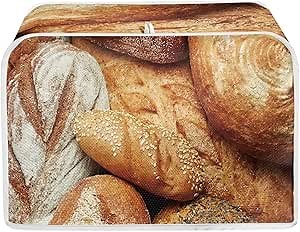 buybai Four Slice Small Toaster Covers Bread Pattern Appliance Covers Kitchen Toaster Accessories Wide Slot Universal Size