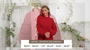 Watch Red Cute Oversized Crewneck Pullover Sweater PSE2829WR on Amazon Live
