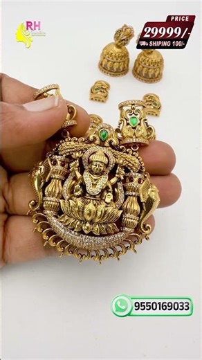 Premium Silver Pendant Set with Connectors & Buttas | Temple Jewellery Collection