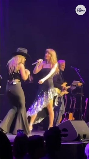Taylor Swift performs with Lainey Wilson at Tight End University event
