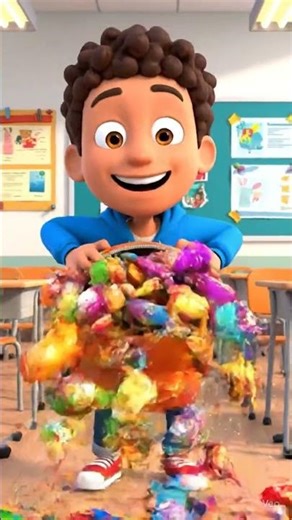 Backpack Snacks Funny 🎒🍫😂 Cartoon for Kids | Pixar-Style Animation #shorts #funny #viral