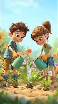 🌱 Kids Gardening Fun | 3D Cartoon Animation of Planting 🌼