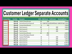 Excel Running Balance Tutorial | customer wise accounting ledger