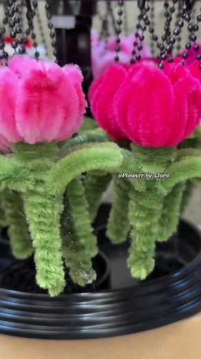 Handmade Fuzzy Wire Tulip Keychain - Small Business Flower Charm