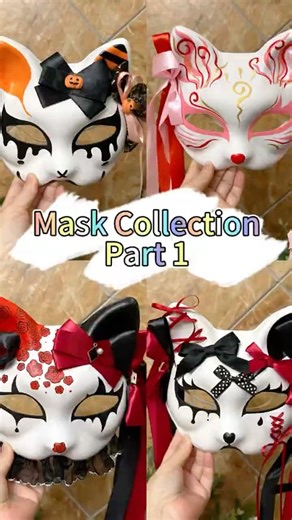 Kabuki Cat Mask Collection, Part One😽#therianmask #catmask #cosplay #handmadefacemask