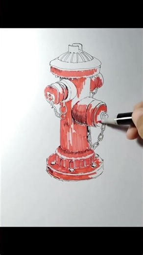 Fire hydrant realistic shading tutorial #drawing #technique
