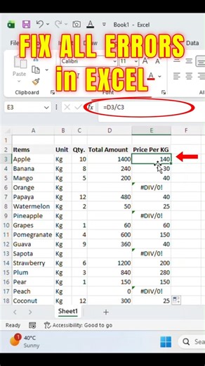 Fix Every Excel Error Instantly Secret Formula #shorts #excel #errors