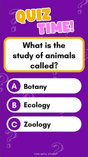 What is the study of animals called? #quiz #quiztime #gk #trivia #shorts