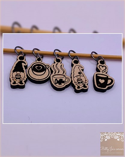 Sleek sellouts! 🤓. Order Gnomes love coffee also! Stitch markers for knitting and crochet at $12.49 from https://bettyjoscorner.etsy.com/listing/1218272337/gnomes-love-coffee-also-stitch-markers #Gnome #love #KnittingMarkers #CrochetMarkers #crochet #StitchMarkers #knitting #Coffee #crochet #knitting | Betty Jo's Corner