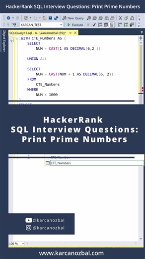 HackerRank SQL Interview Questions: Print Prime Numbers #sql #tsql #hackerrank