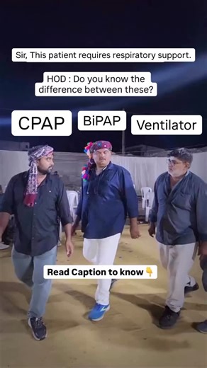 Dr. Akshat Juneja on Instagram: "CPAP vs BiPAP vs INVASIVE VENTILATION. CPAP (CONTINUOUS POSITIVE AIRWAY PRESSURE) • Delivers a constant level of positive airway pressure • Improves oxygenation by recruiting alveoli • Does not provide ventilatory support • Requires spontaneous breathing and intact mental status • First line in cardiogenic pulmonary edema and OSA • Failure indicates need for ventilatory assistance BiPAP (BILEVEL POSITIVE AIRWAY PRESSURE) • Provides separate inspiratory and expira
