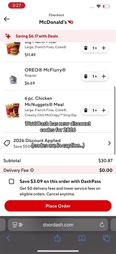 🎆 DoorDash Codes Worth Trying Right Now (2026) 🎆 1️⃣ 🎉 50% Off — TRY50NOW Doesn’t hit every time, but when it does it takes a lot off. I try it first before checkout. 2️⃣ 🥂 $500 DoorDash Credit — once per account ⭐️ I found this on CuponFood.com. There’s a short explanation there if you need it. 3️⃣ ❄️ 30% Off — EASY30 Around 30% off for some people. 4️⃣ 🎆 40% Off — SAVE40 Supposed to take off about 40%. Results vary. 💾 Save this 🔄 Send it to whoever always orders food