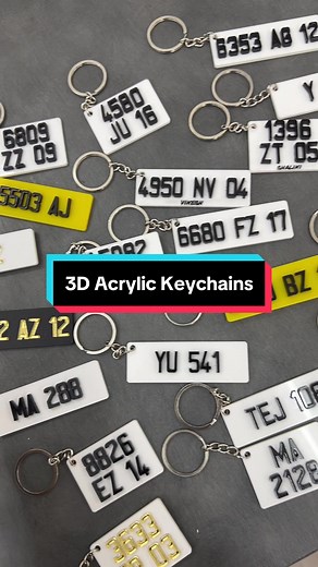Custom 3D Acrylic Number Plate Keychain - Order Now!