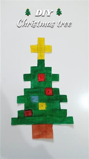 Pixel Art Christmas Tree 🎄 | Paper Craft #shorts #diy #chritmastree #pixelart
