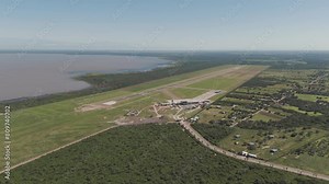 Panoramic view of the beautiful Termas de Río Hondo International Airport, with the Río Hondo reservoir in the background.