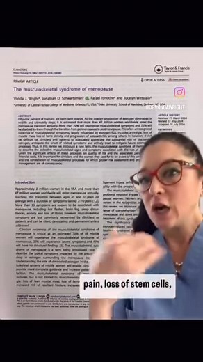 Dr Vonda Wright | Surgeon on Instagram: "RERUN! Why you hurt in midlife…..:it is not always structural injury. . MUSCULOSKELETAL SYNDROME OF MENOPAUSE . Google the paper. Download and Read. Share with friends. Make your HRT decision. Get Moving. . Dr V #menopause #women #midlife #muscle #longevity #bone #ilooklikeasurgeon #perimenopause #pain #osteoporosis"