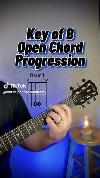 Key of B open chord progression #acousticguitar #guitarlesson #guitar #chords #worshipleader