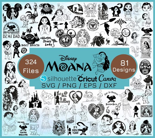 Moana Svg Bundle, Moana Silhouette Svg Bundle, Moana Svg Cut Files, Moana Clipart, Moana, Cut Files for Cricut Silhouette, Outline, svg, png - Etsy