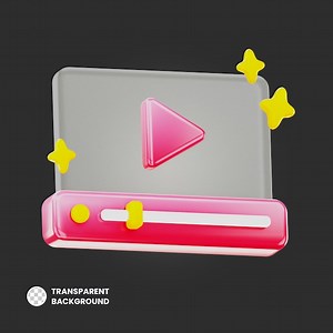 Видеоплеер 3d значок пользовательского интерфейса | Премиум PSD Файл
