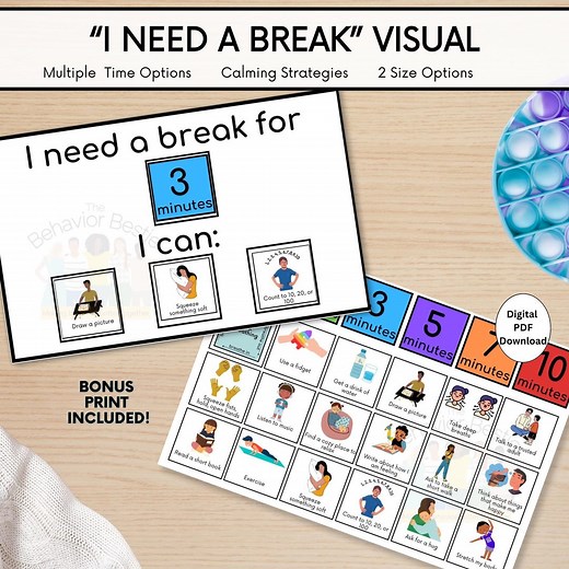 I Need a Break Visual: Self-regulation Cards for Kids (PDF Download) - Etsy