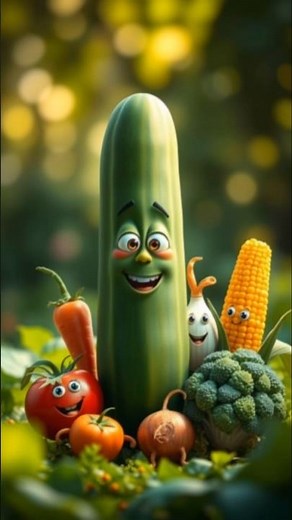Happy Veggie Squad: Dancing Cucumber & Friends! 🥒😂🌽 #VeggieDance