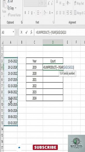 "How to Count Dates in a Given Year in Excel 📅 | Easy Excel Tutorial" #excel#exceltips#exceltutorial