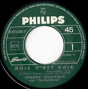 Johnny Hallyday Avec The Blackburds - Noir C'est Noir / Promenade Dans La Foret Du Brabant