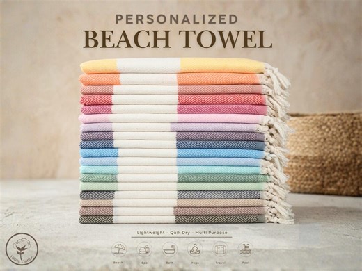 Personalized Turkish Towel, Custom Name Beach Towel, Bridesmaid Gift, Quick Dry Peshtemal, 100% Turkish Cotton - Etsy