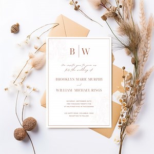 Minimalistic Boho Wedding Invitation Template - Etsy