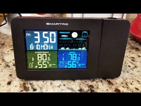 SMARTRO SC91 Projection Alarm Clock With Weather Station Temperature Humidity Hygrometer