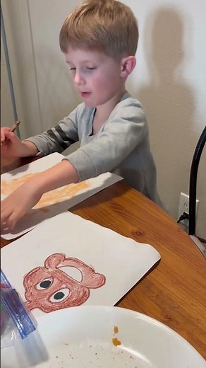 Funny Moment Drawing With Son Before School